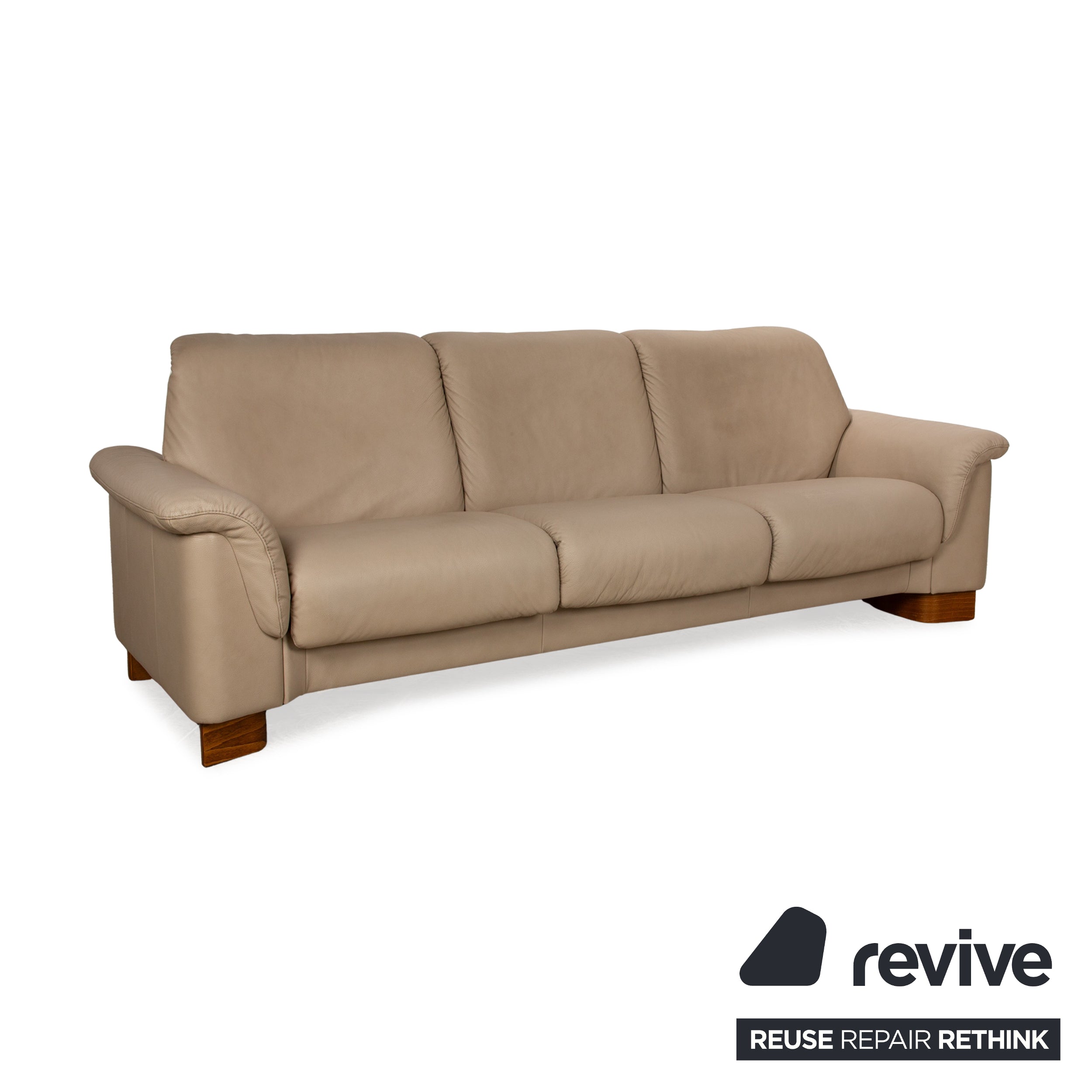 Stressless Paradise Leather Three Seater Beige Sofa Couch