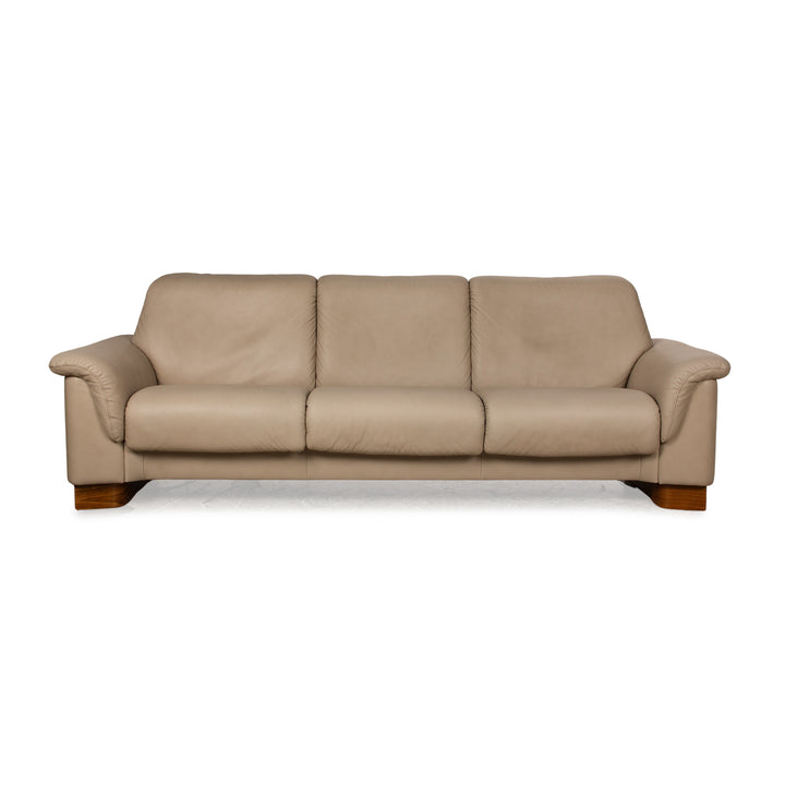 Stressless Paradise Leather Three Seater Beige Sofa Couch