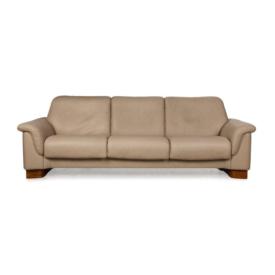 Stressless Paradise Leder Dreisitzer Beige Sofa Couch