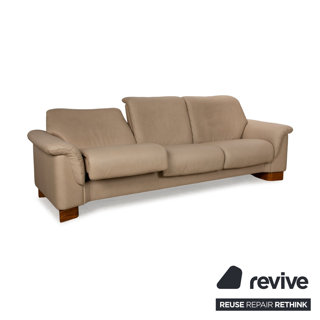 Stressless Paradise Leather Three Seater Beige Sofa Couch