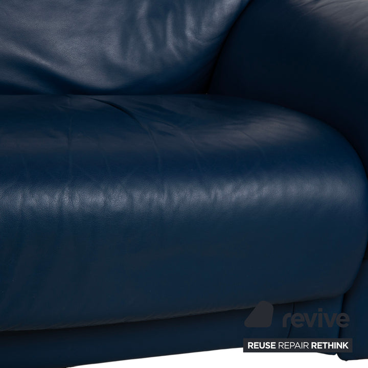 Stressless Paradise Leder Dreisitzer Blau Marine Sofa Couch manuelle Funktion
