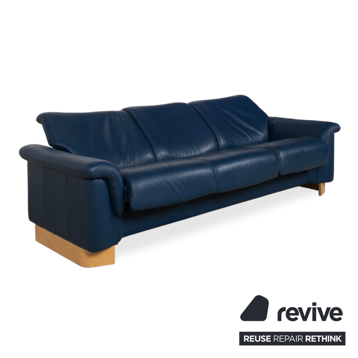 Stressless Paradise Leder Dreisitzer Blau Marine Sofa Couch manuelle Funktion