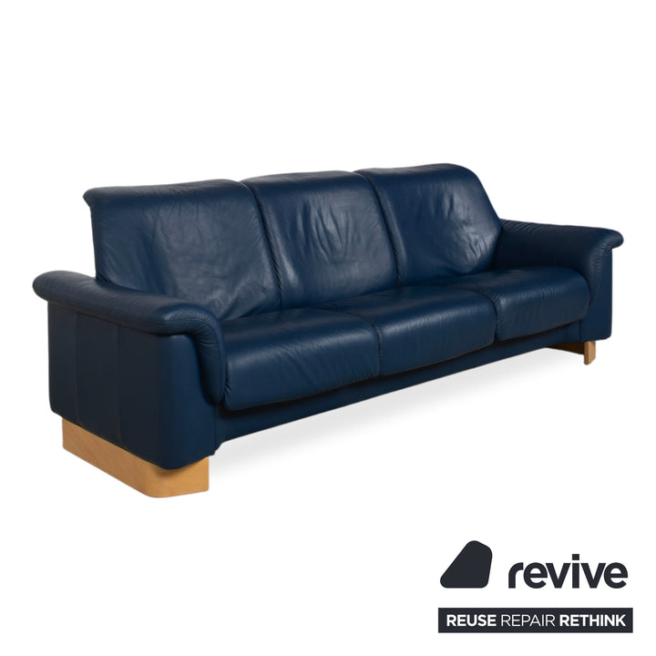 Stressless Paradise Leder Dreisitzer Blau Marine Sofa Couch manuelle Funktion