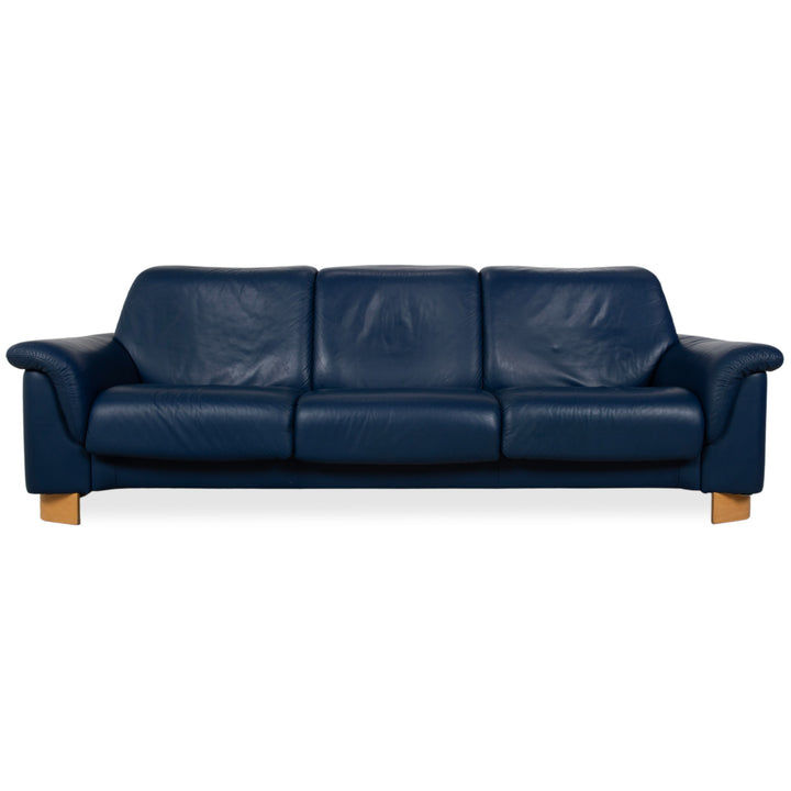 Stressless Paradise Leder Dreisitzer Blau Marine Sofa Couch manuelle Funktion