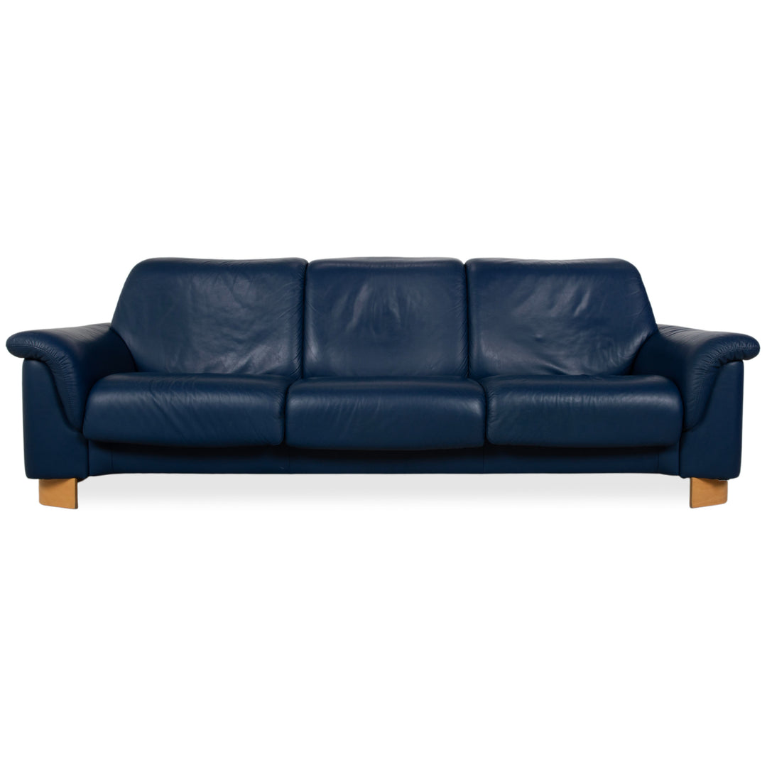 Stressless Paradise Leder Dreisitzer Blau Marine Sofa Couch manuelle Funktion