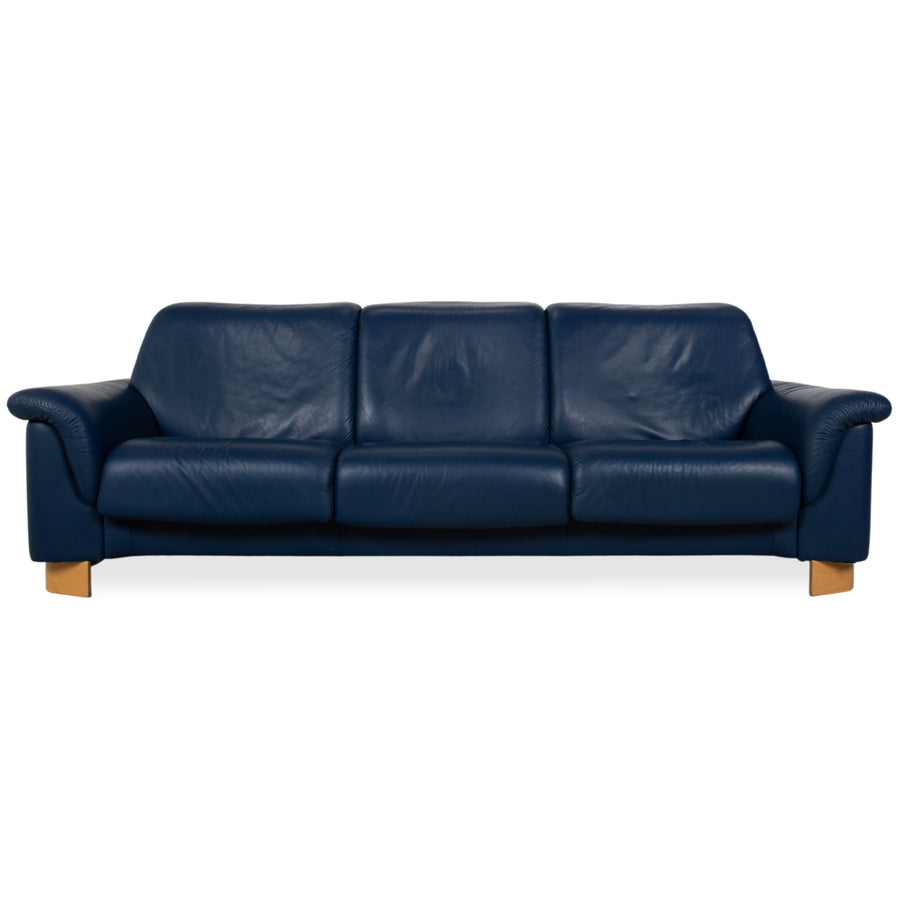 Stressless Paradise Leder Dreisitzer Blau Marine Sofa Couch manuelle Funktion