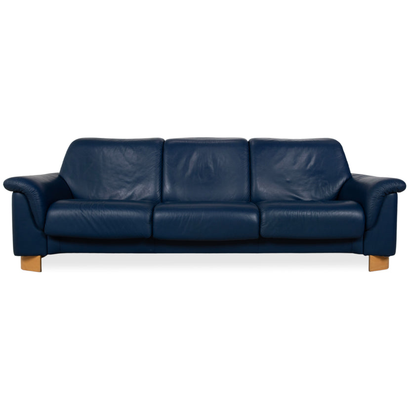 Stressless Paradise Leder Dreisitzer Blau Marine Sofa Couch manuelle Funktion
