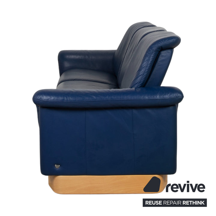 Stressless Paradise Leder Dreisitzer Blau Marine Sofa Couch manuelle Funktion
