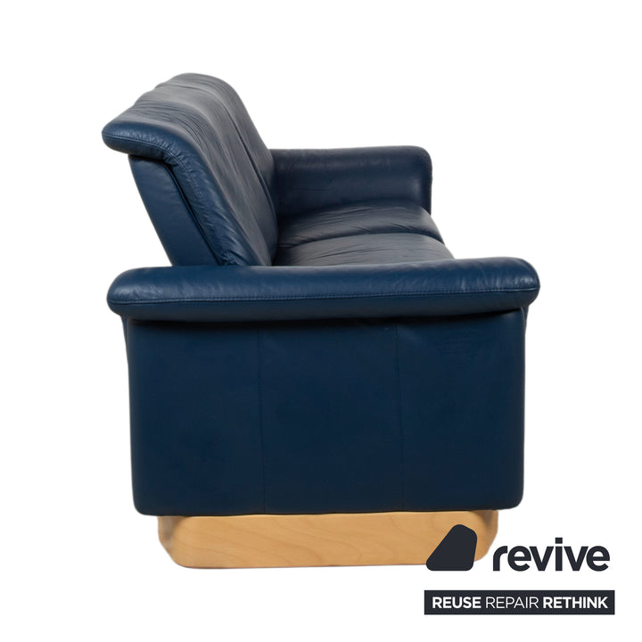 Stressless Paradise Leder Dreisitzer Blau Marine Sofa Couch manuelle Funktion