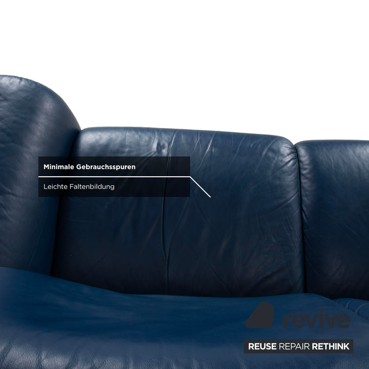 Stressless Paradise Leder Dreisitzer Blau Marine Sofa Couch manuelle Funktion