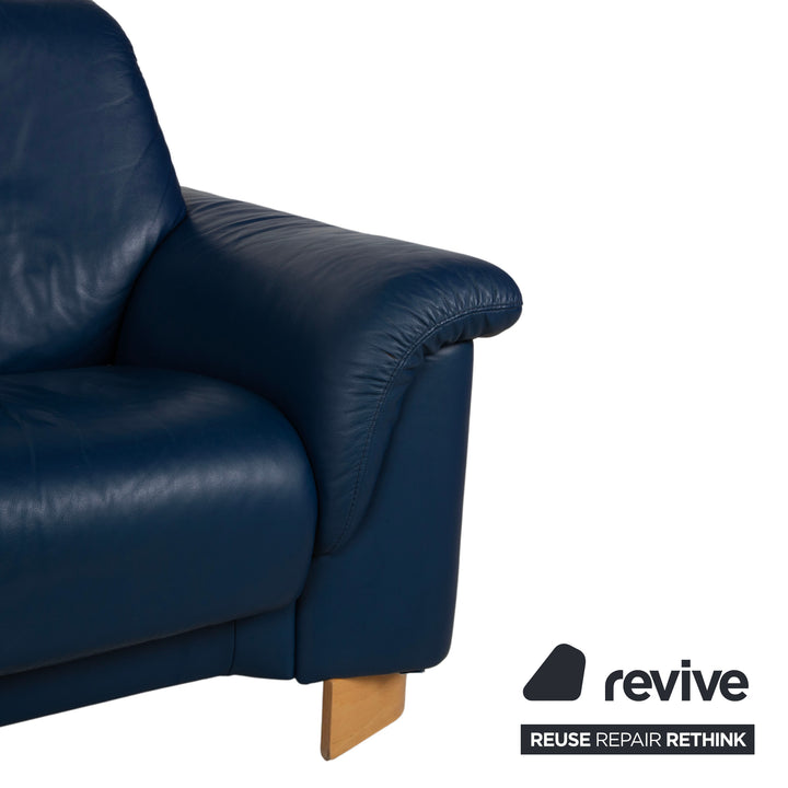 Stressless Paradise Leder Dreisitzer Blau Marine Sofa Couch manuelle Funktion