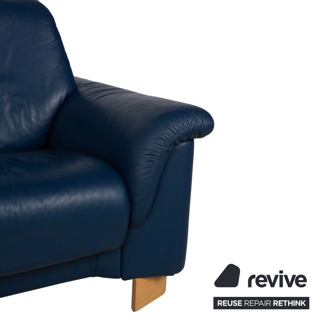 Stressless Paradise Leder Dreisitzer Blau Marine Sofa Couch manuelle Funktion