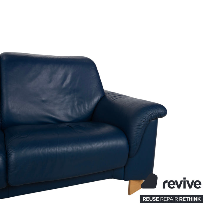 Stressless Paradise Leder Dreisitzer Blau Marine Sofa Couch manuelle Funktion