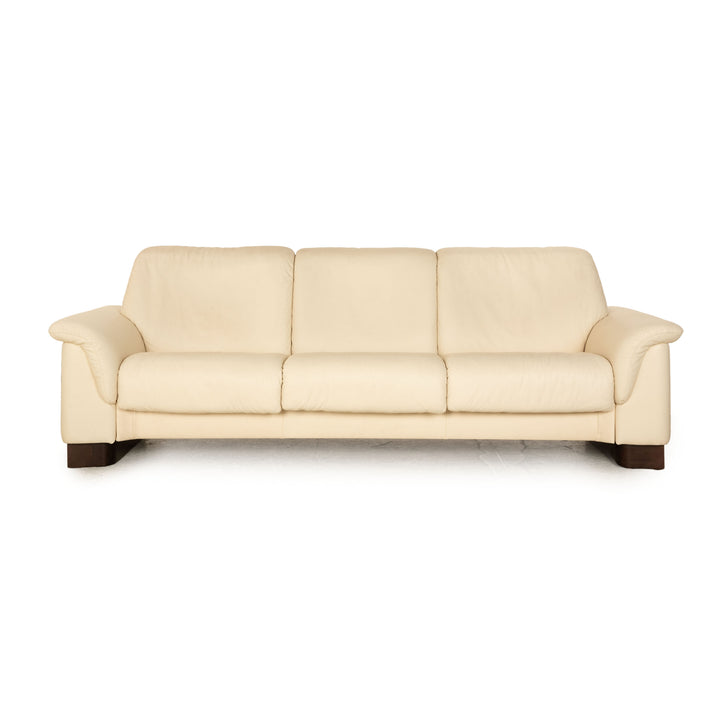 Stressless Paradise Leder Dreisitzer Creme Sofa Couch manuelle Funktion