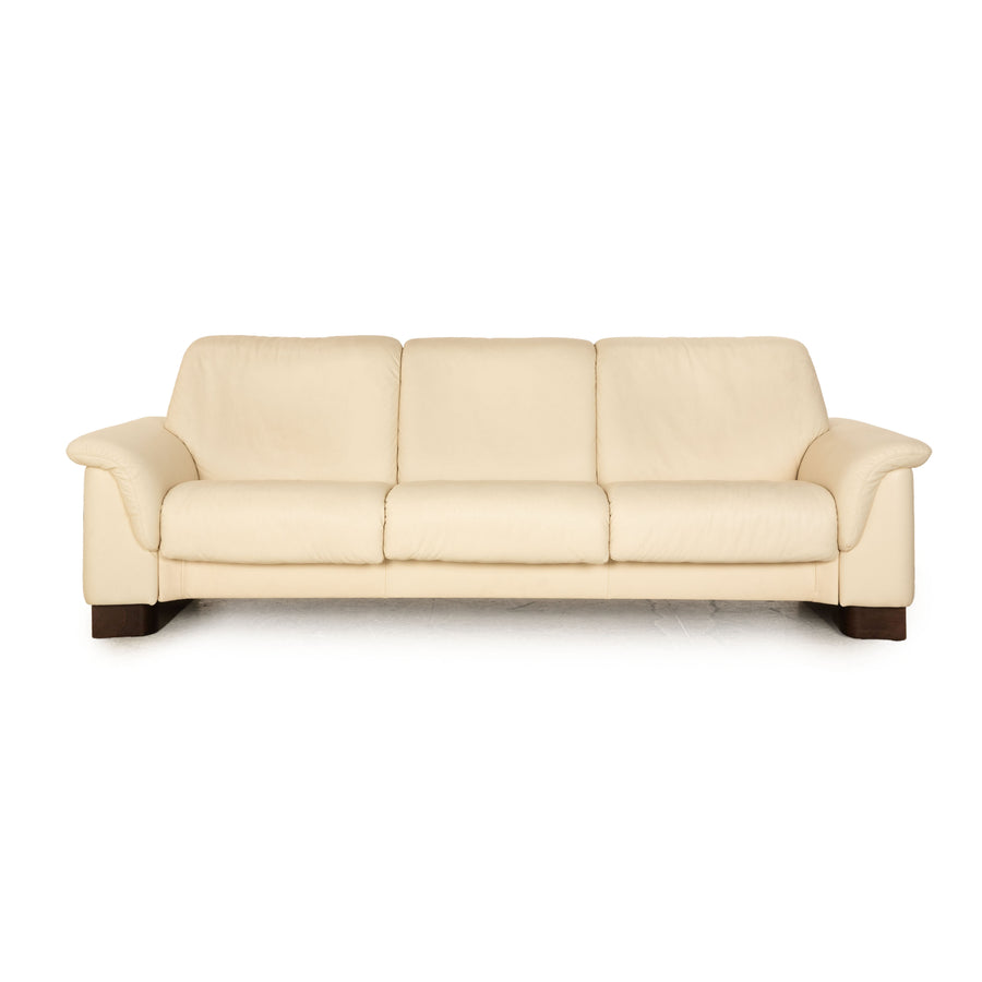 Stressless Paradise Leder Dreisitzer Creme Sofa Couch manuelle Funktion