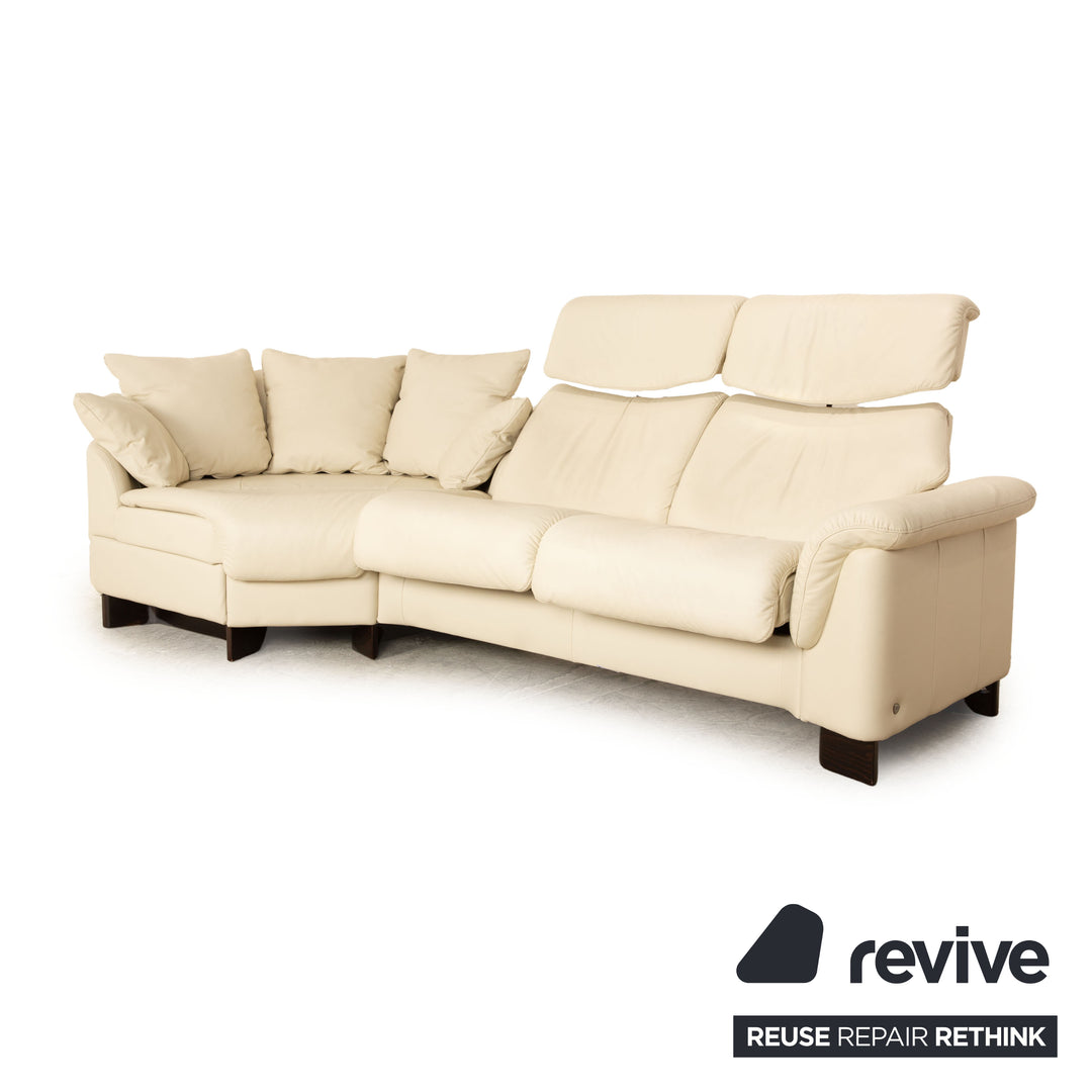Stressless Paradise Leather Three Seater Cream Sofa Couch Manual Function