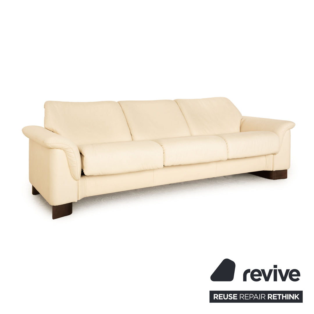 Stressless Paradise Leder Dreisitzer Creme Sofa Couch manuelle Funktion