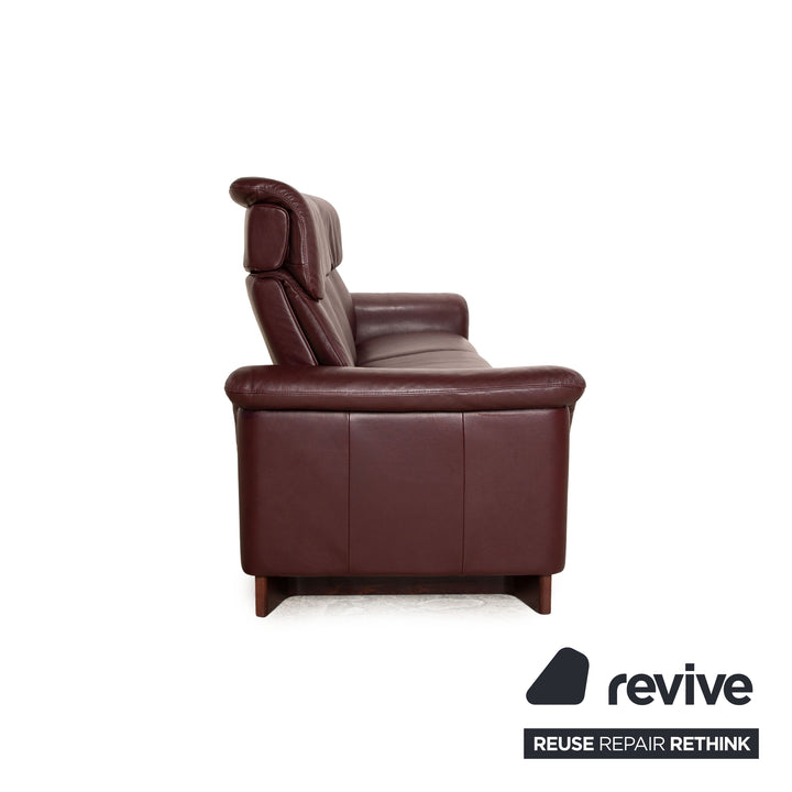 Stressless Paradise Leder Dreisitzer Rot Braun Sofa Couch manuelle Funktion