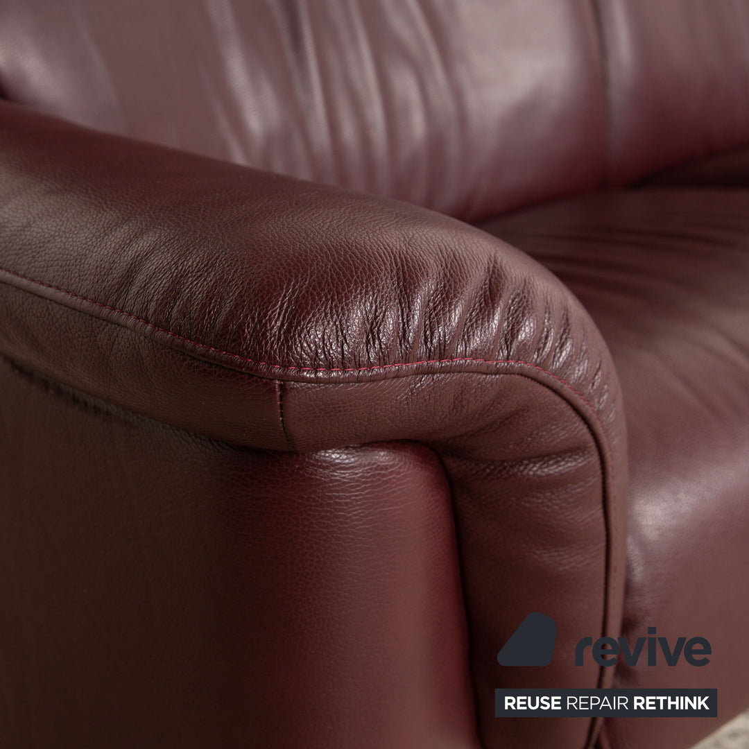 Stressless Paradise Leder Dreisitzer Rot Braun Sofa Couch manuelle Funktion