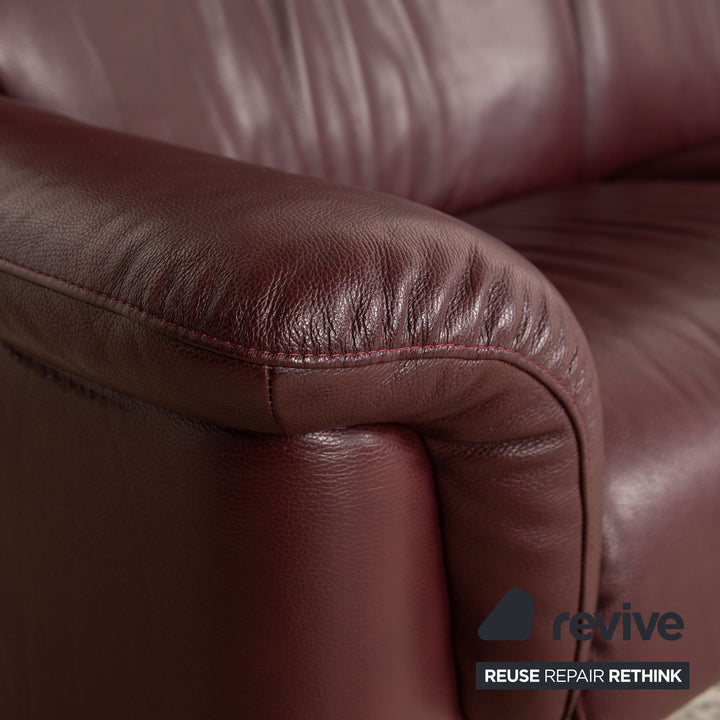Stressless Paradise Leder Dreisitzer Rot Braun Sofa Couch manuelle Funktion