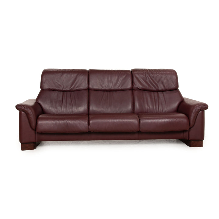 Stressless Paradise Leder Dreisitzer Rot Braun Sofa Couch manuelle Funktion