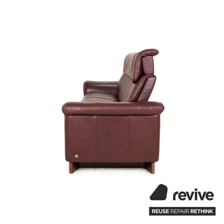 Stressless Paradise Leder Dreisitzer Rot Braun Sofa Couch manuelle Funktion