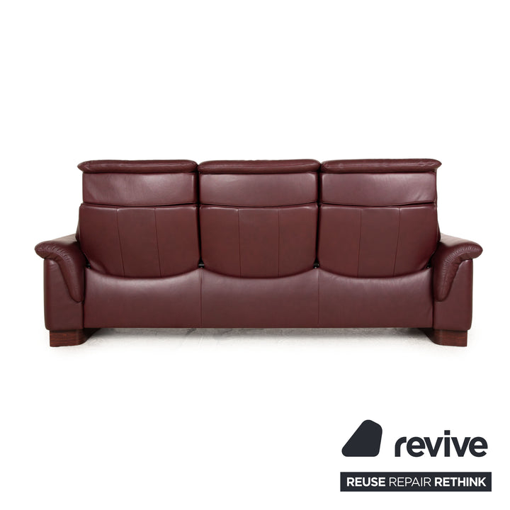 Stressless Paradise Leder Dreisitzer Rot Braun Sofa Couch manuelle Funktion