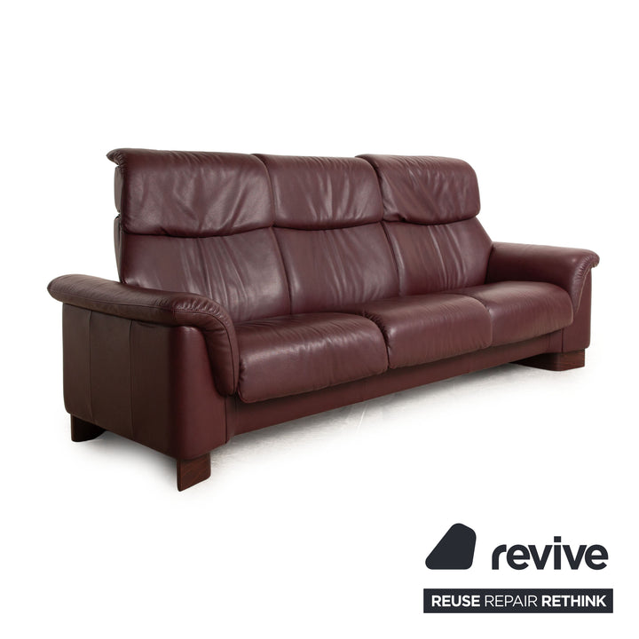Stressless Paradise Leder Dreisitzer Rot Braun Sofa Couch manuelle Funktion