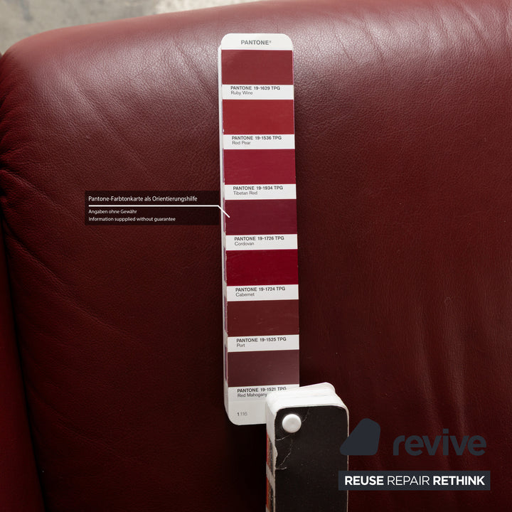 Stressless Paradise Leather Three Seater Red Sofa Couch Manual Function