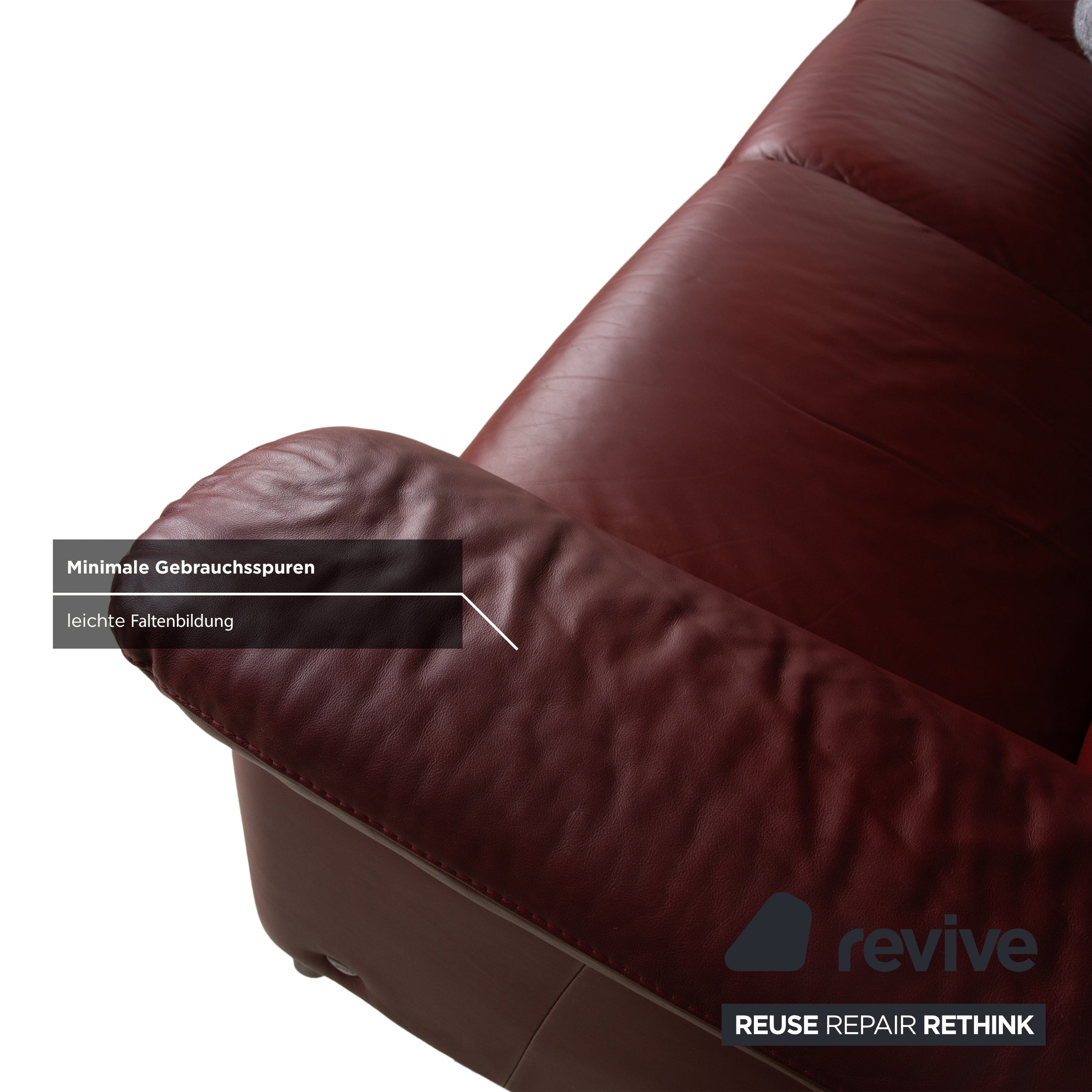 Stressless Paradise Leder Dreisitzer Rot Sofa Couch manuelle Funktion