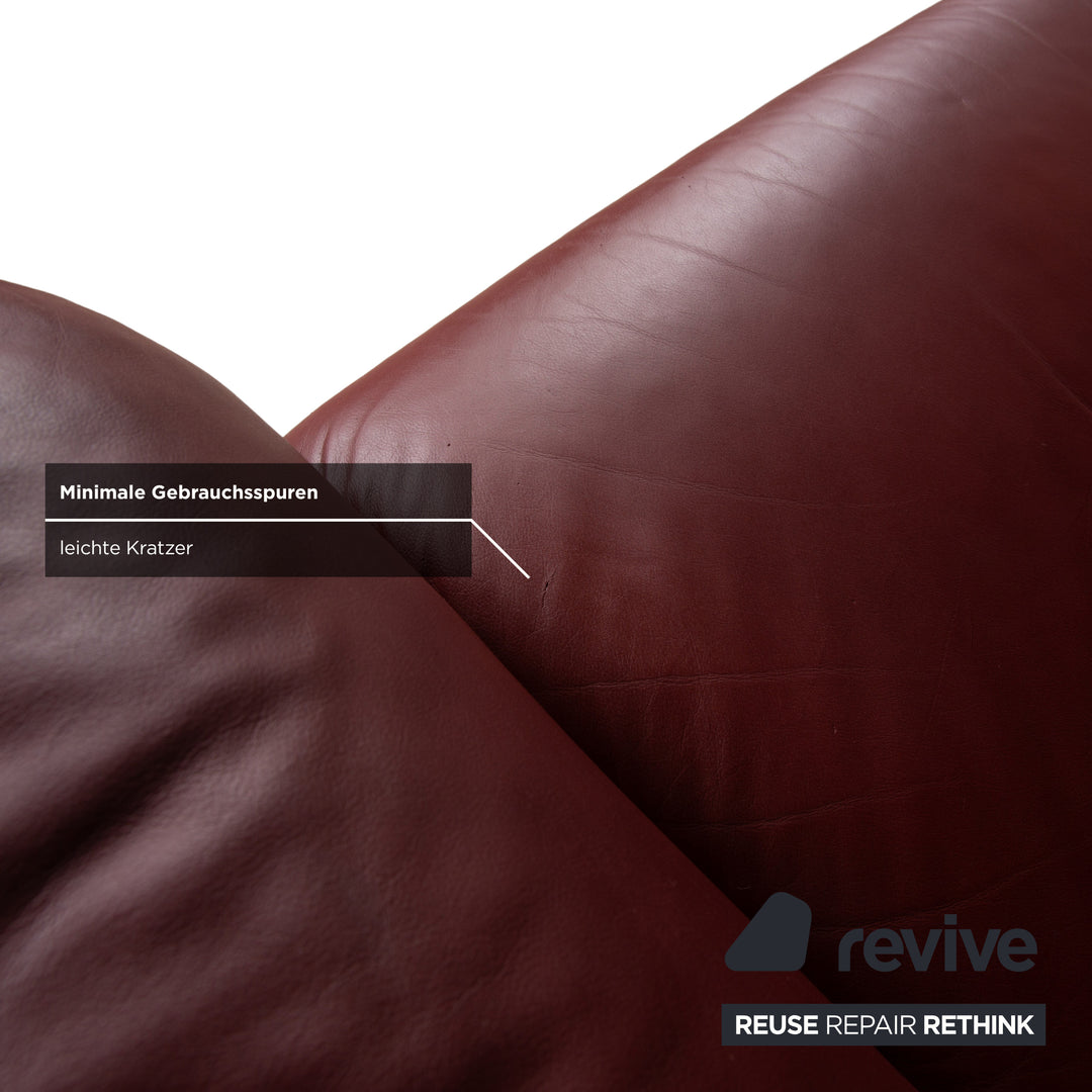 Stressless Paradise Leder Dreisitzer Rot Sofa Couch manuelle Funktion