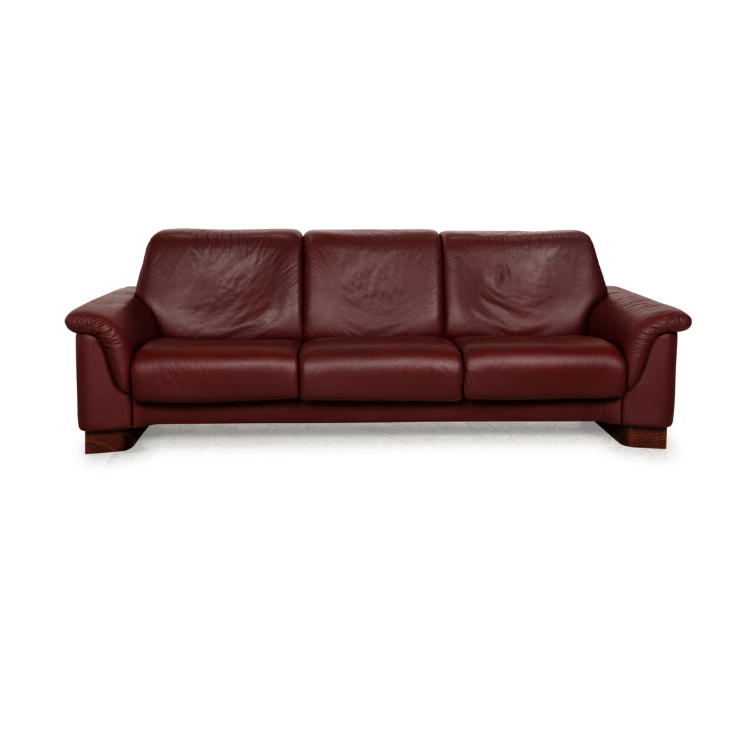 Stressless Paradise Leder Dreisitzer Rot Sofa Couch manuelle Funktion