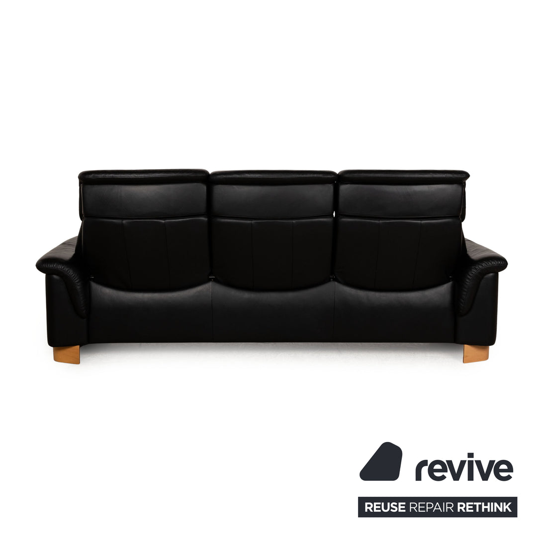 Stressless Paradise Leather Three-Seater Black Sofa Couch