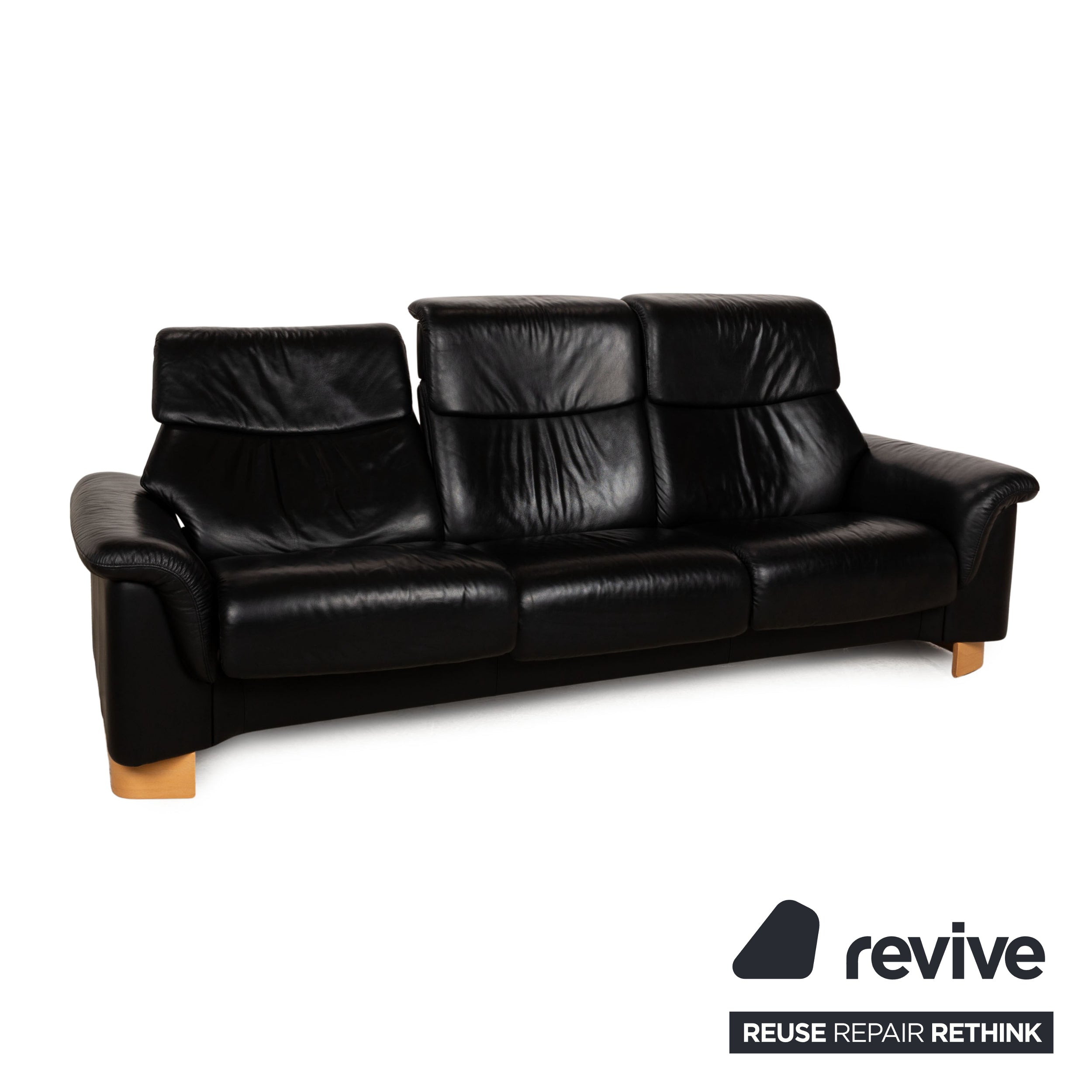 Stressless Paradise Leder Dreisitzer Schwarz Sofa Couch