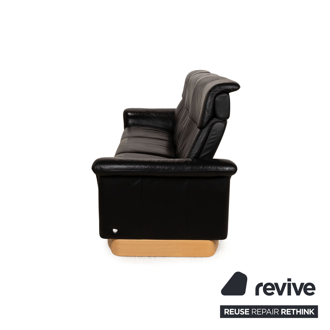 Stressless Paradise Leather Three-Seater Black Sofa Couch