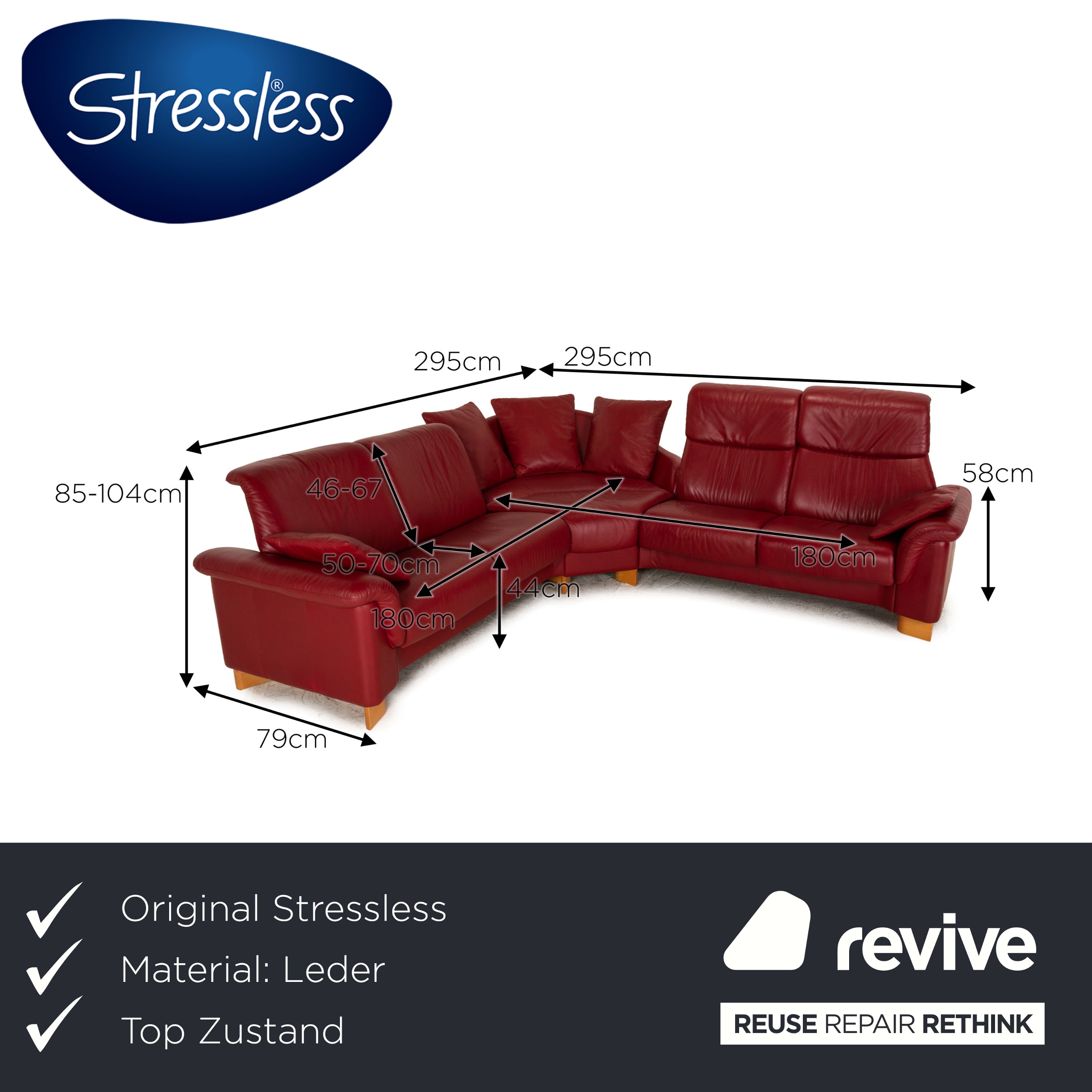 Canapé d'angle en cuir Stressless Paradise, canapé rouge