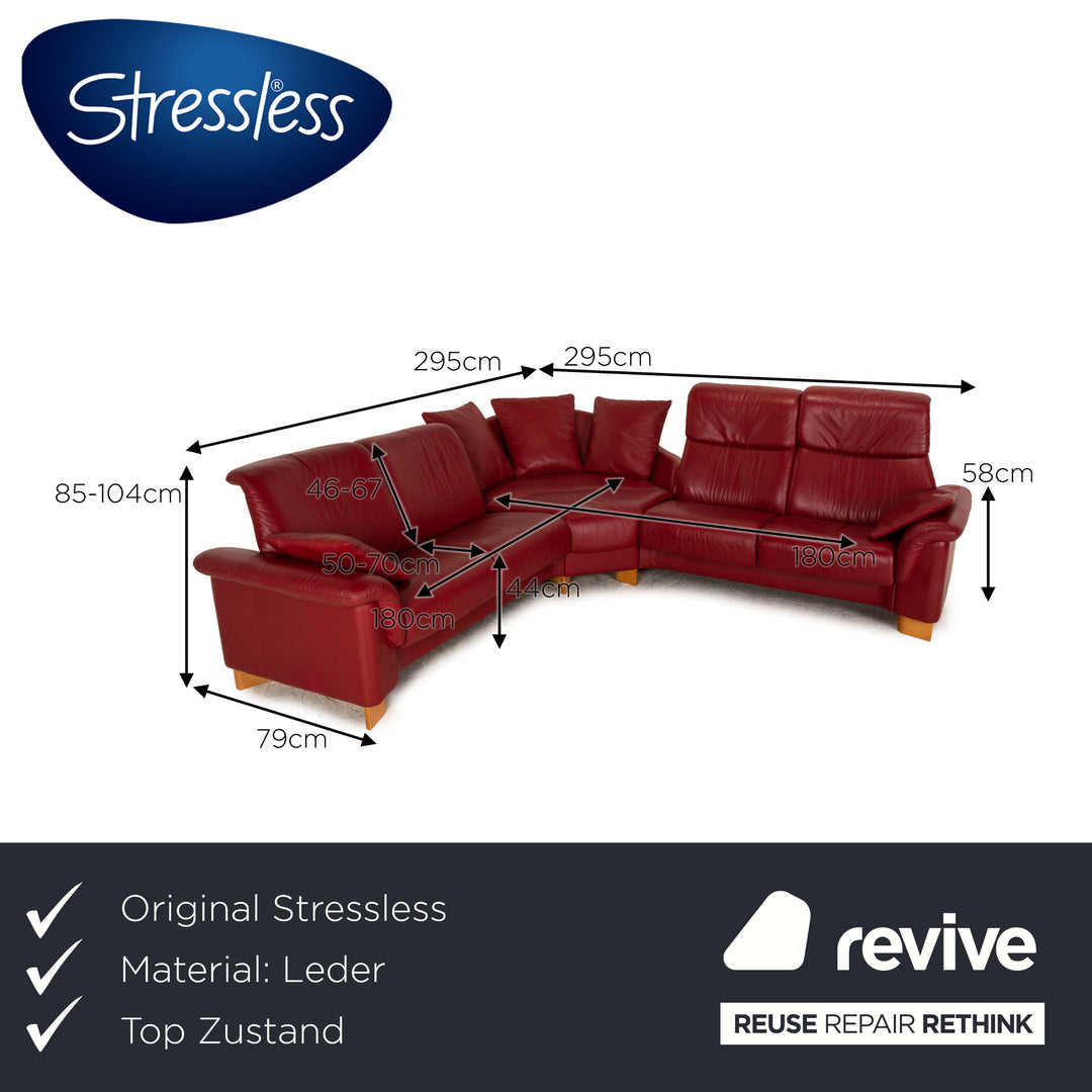 Canapé d'angle en cuir Stressless Paradise, canapé rouge