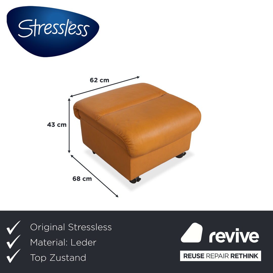 Stressless Paradise Leather Ottoman Orange Cognac Light Brown Manual Function