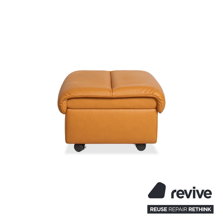 Stressless Paradise Leather Ottoman Orange Cognac Light Brown Manual Function