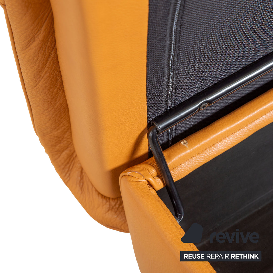 Stressless Paradise Leather Ottoman Orange Cognac Light Brown Manual Function