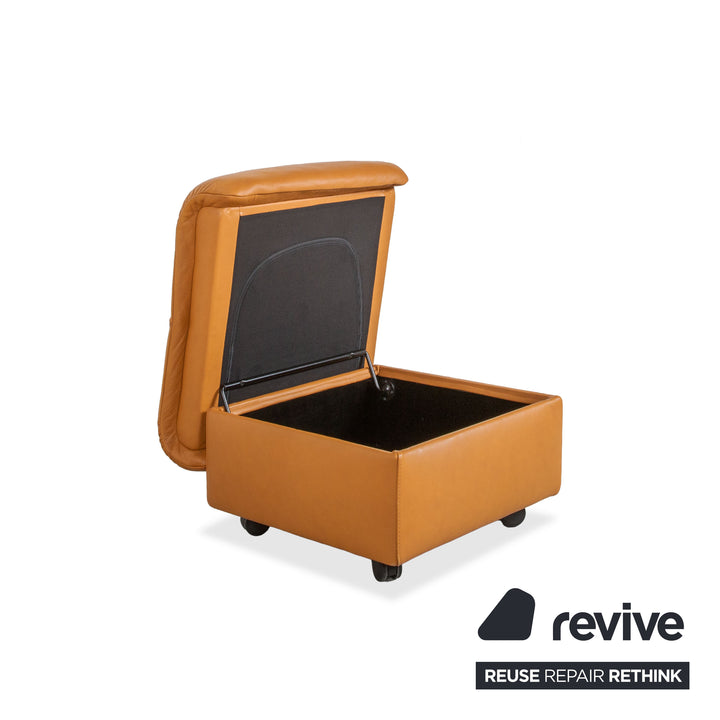 Stressless Paradise Leather Ottoman Orange Cognac Light Brown Manual Function