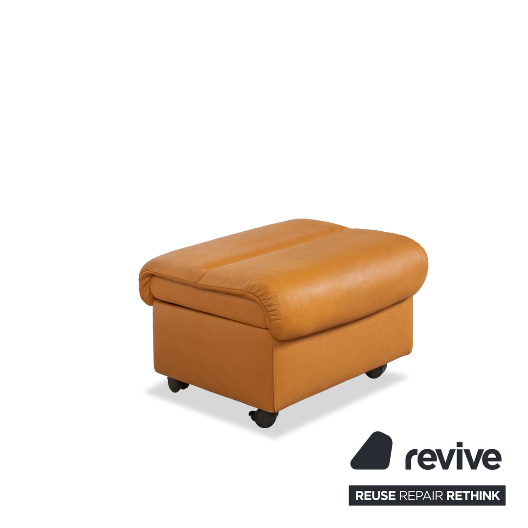 Stressless Paradise Leather Ottoman Orange Cognac Light Brown Manual Function