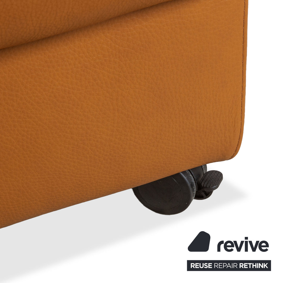 Stressless Paradise Leather Ottoman Orange Cognac Light Brown Manual Function