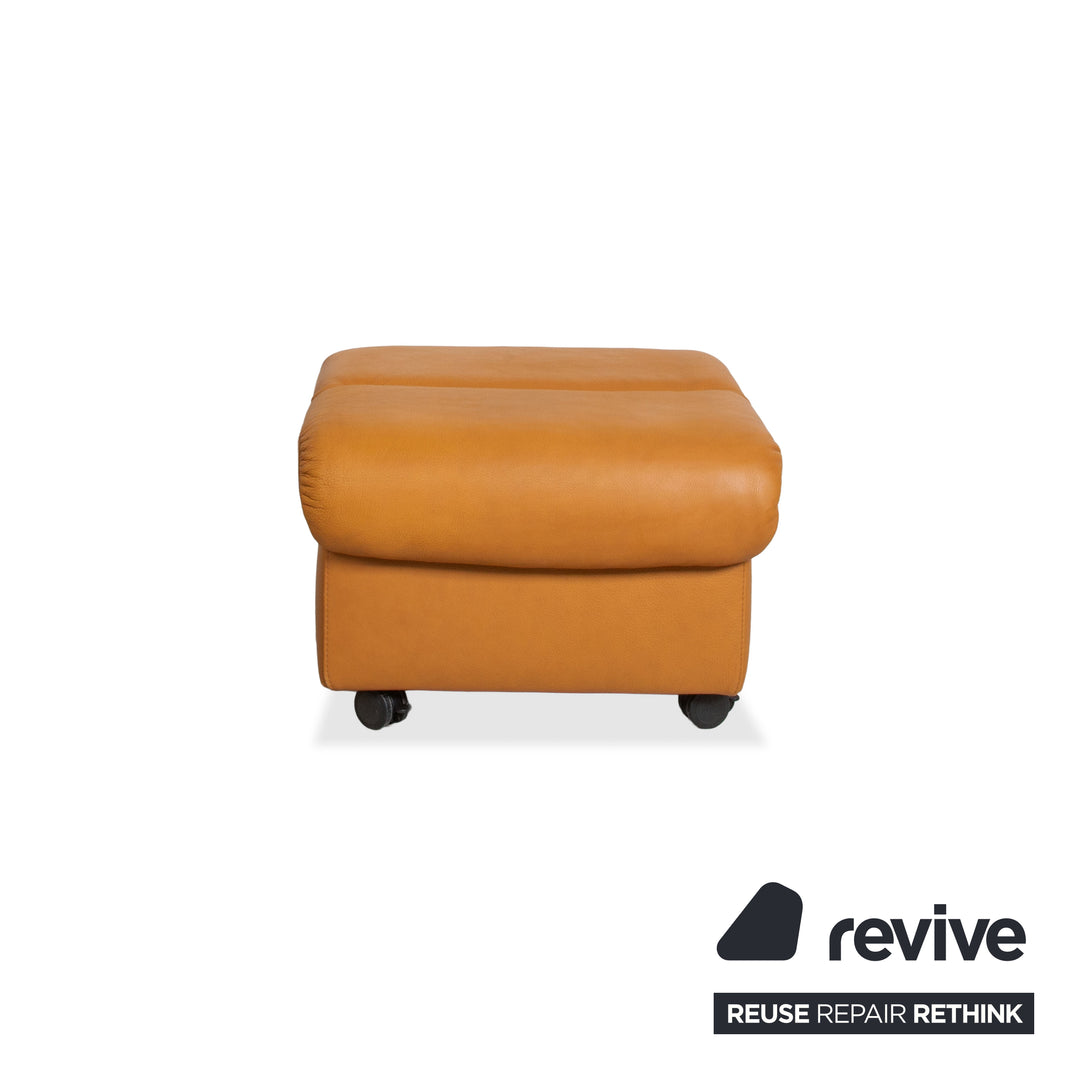 Stressless Paradise Leather Ottoman Orange Cognac Light Brown Manual Function