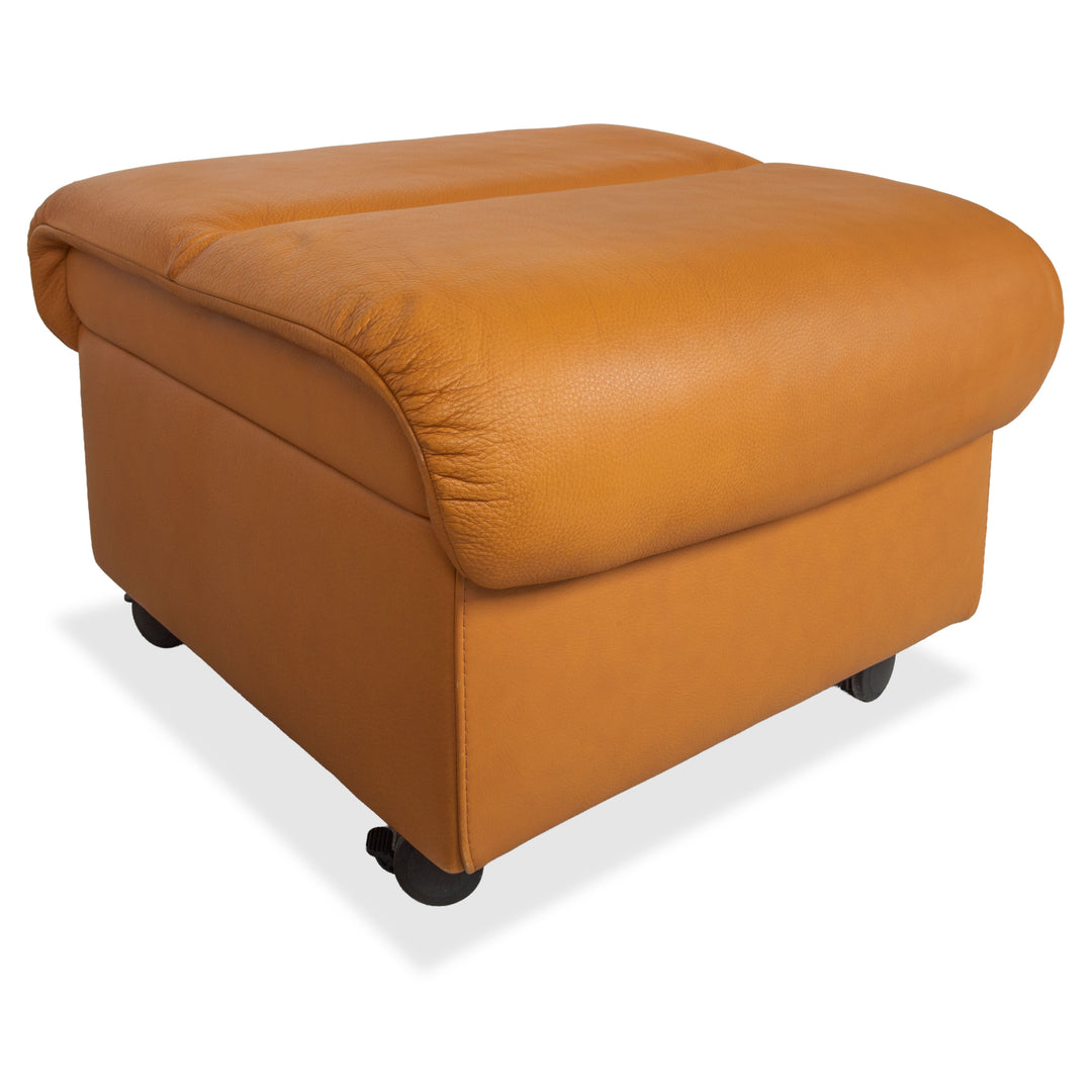 Stressless Paradise Leather Ottoman Orange Cognac Light Brown Manual Function