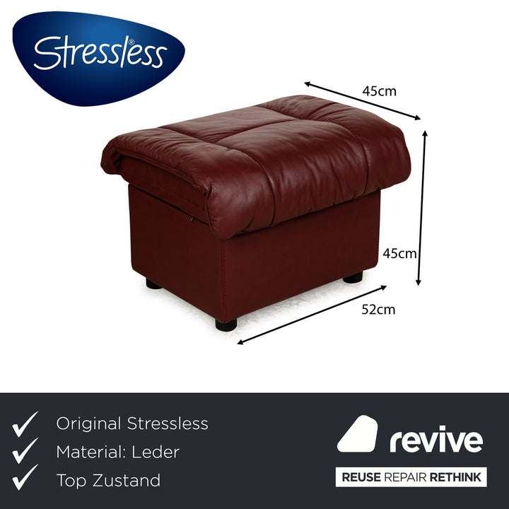 Stressless Paradise Leder Hocker Rot manuelle Funktion Staufach