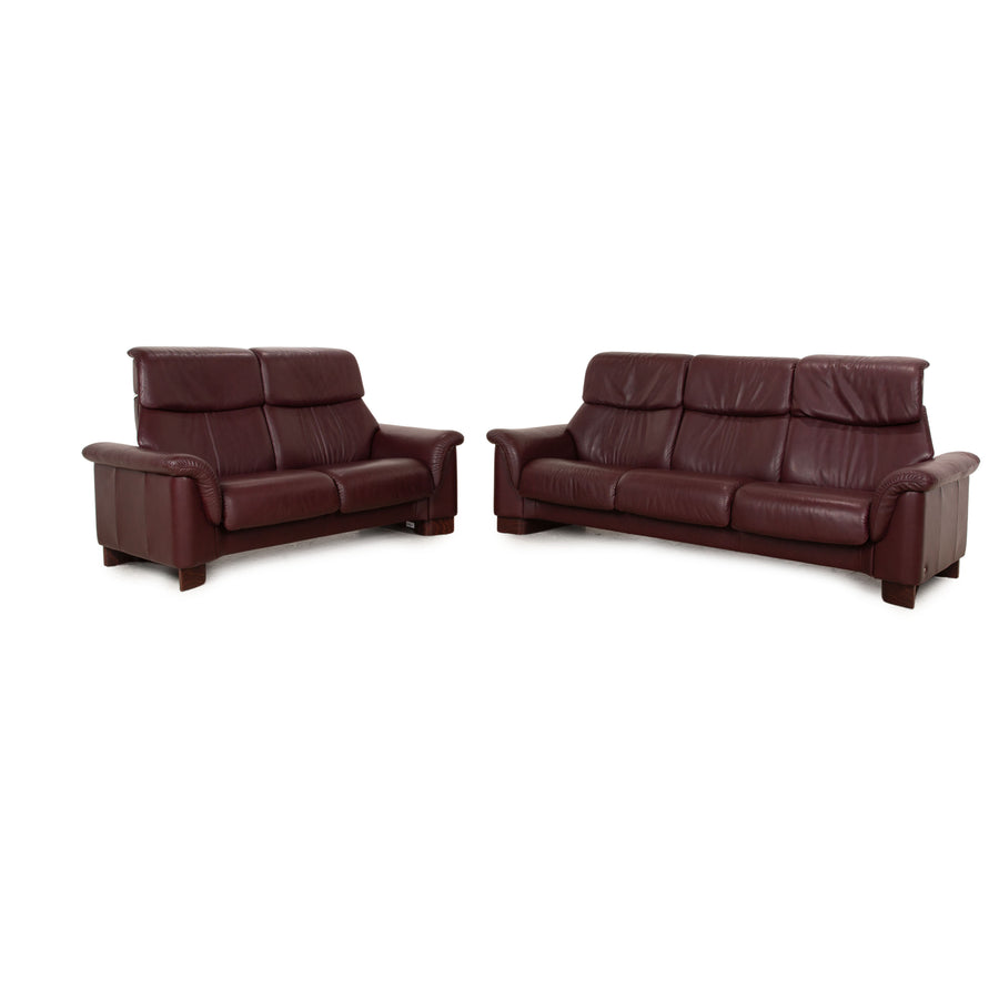 Stressless Paradise Leder Sofa Garnitur Rot Braun Zweisitzer Dreisitzer Couch manuelle Funktion