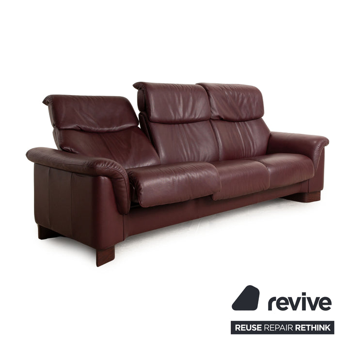 Stressless Paradise Leder Sofa Garnitur Rot Braun Zweisitzer Dreisitzer Couch manuelle Funktion