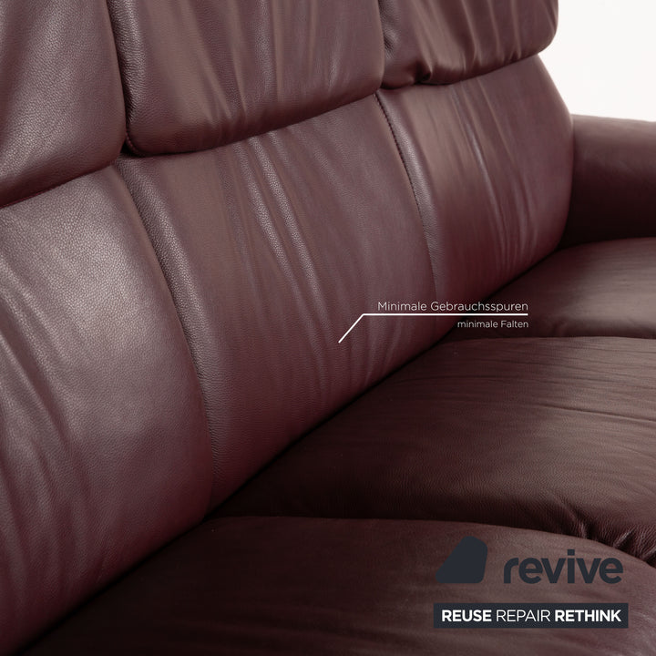 Stressless Paradise Leder Sofa Garnitur Rot Braun Zweisitzer Dreisitzer Couch manuelle Funktion