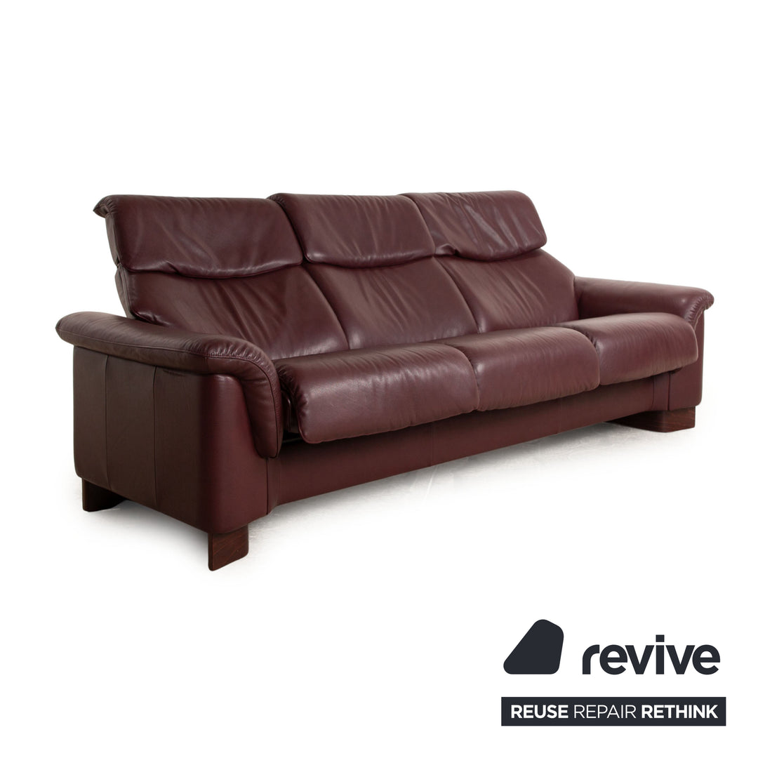 Stressless Paradise Leder Sofa Garnitur Rot Braun Zweisitzer Dreisitzer Couch manuelle Funktion